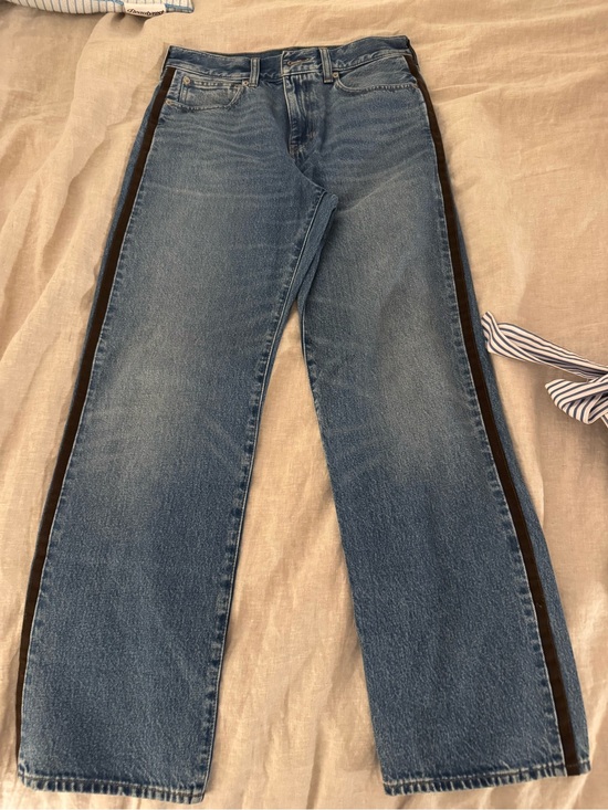 J. Crew Denim - J. Crew Straight-Leg Blue Jeans with dark brown Side Stripe